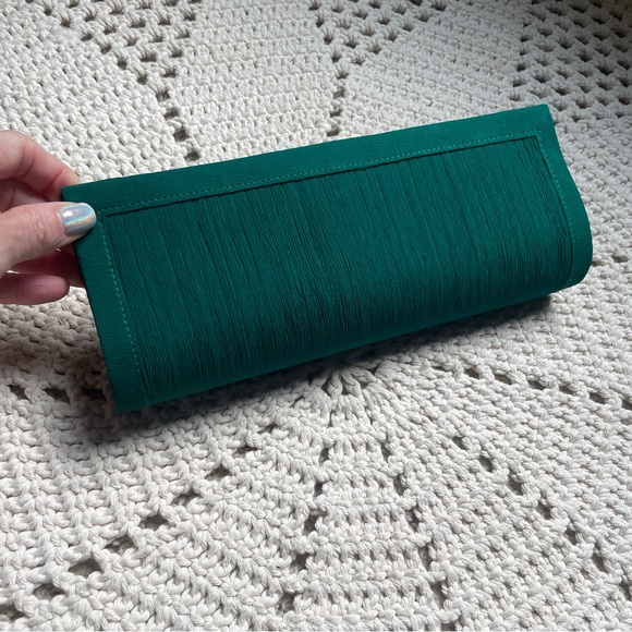 NWT Designer Evening Clutch Bag Emerald Green Vintage look - Picture 6 of 10